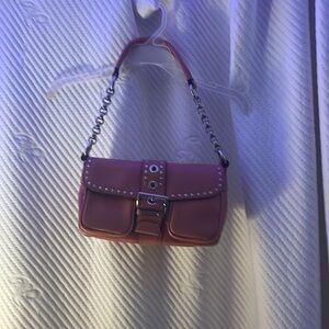Pink leather studded bag